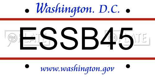 ESSB45 District Of Columbia License Plate