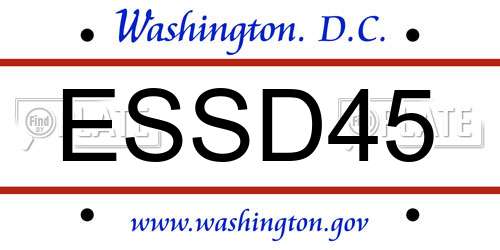 ESSD45 District Of Columbia License Plate
