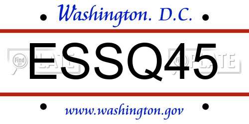 ESSQ45 District Of Columbia License Plate