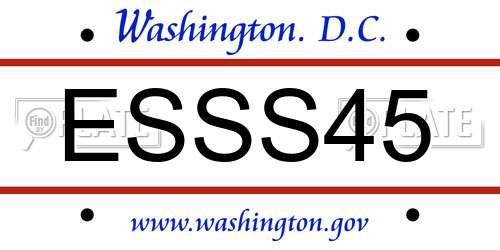 ESSS45 District Of Columbia License Plate