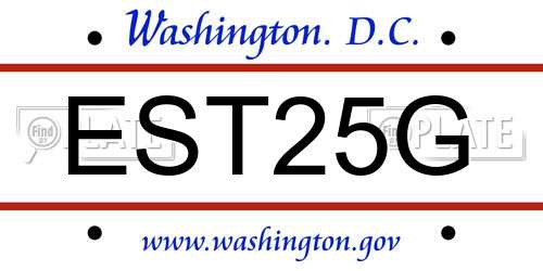 EST25G District Of Columbia License Plate