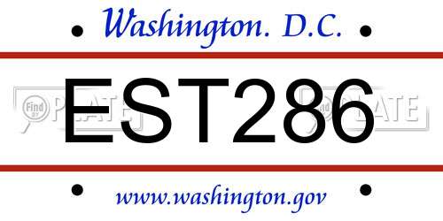 EST286 District Of Columbia License Plate