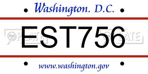 EST756 District Of Columbia License Plate