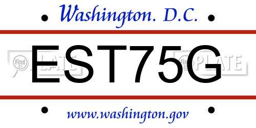 EST75G District Of Columbia License Plate