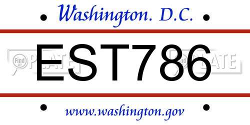 EST786 District Of Columbia License Plate