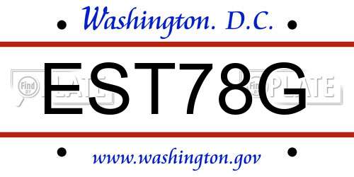 EST78G District Of Columbia License Plate