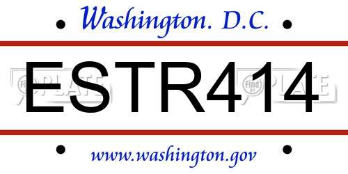 ESTR414 District Of Columbia License Plate