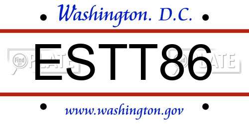 ESTT86 District Of Columbia License Plate