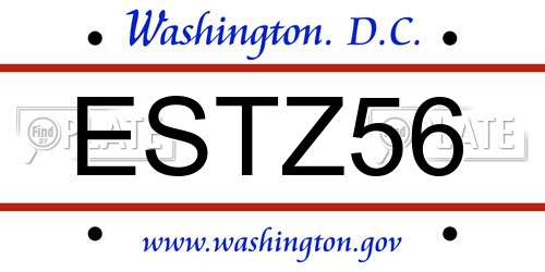 ESTZ56 District Of Columbia License Plate