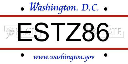 ESTZ86 District Of Columbia License Plate