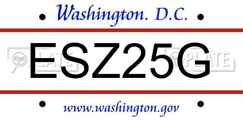 ESZ25G District Of Columbia License Plate
