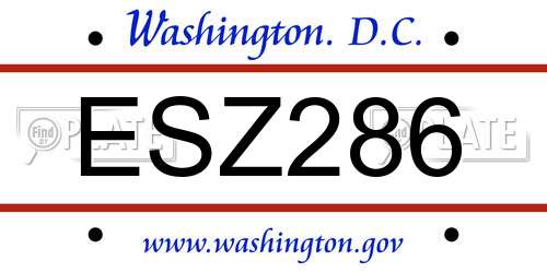ESZ286 District Of Columbia License Plate