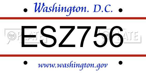 ESZ756 District Of Columbia License Plate
