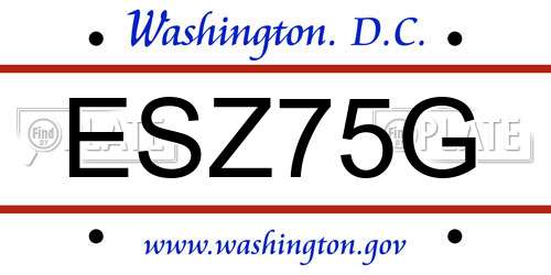 ESZ75G District Of Columbia License Plate