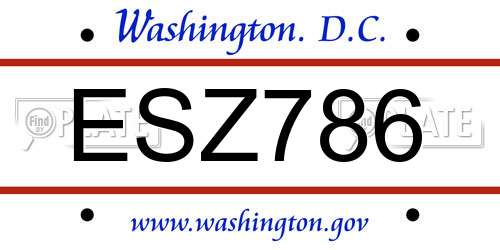 ESZ786 District Of Columbia License Plate