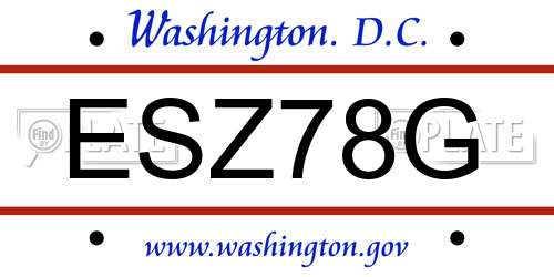 ESZ78G District Of Columbia License Plate