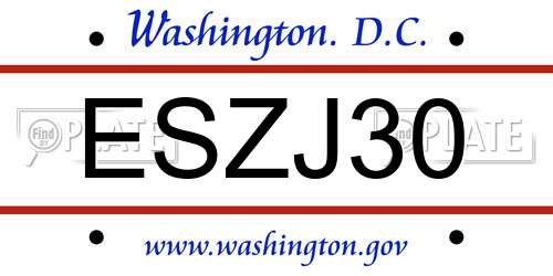 ESZJ30 District Of Columbia License Plate
