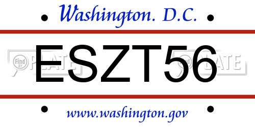 ESZT56 District Of Columbia License Plate