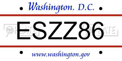 ESZZ86 District Of Columbia License Plate