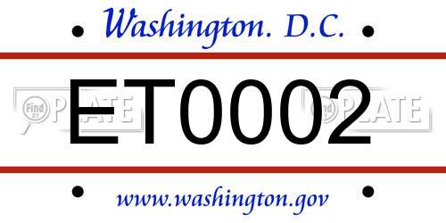 ET0002 District Of Columbia License Plate