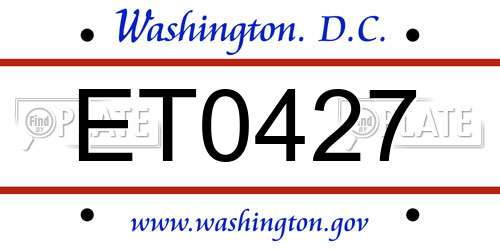 ET0427 District Of Columbia License Plate