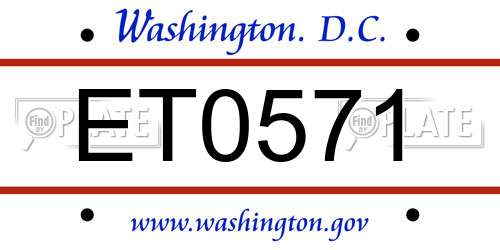 ET0571 District Of Columbia License Plate