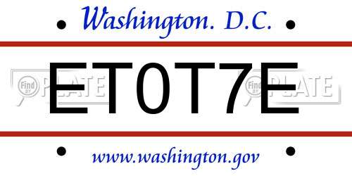 ET0T7E District Of Columbia License Plate