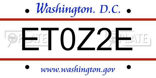 ET0Z2E District Of Columbia License Plate