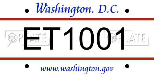 ET1001 District Of Columbia License Plate