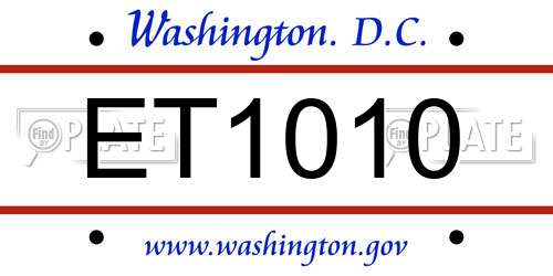 ET1010 District Of Columbia License Plate