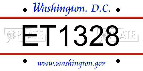 ET1328 District Of Columbia License Plate
