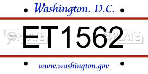 ET1562 District Of Columbia License Plate