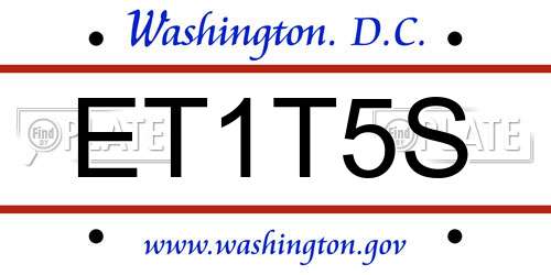 ET1T5S District Of Columbia License Plate