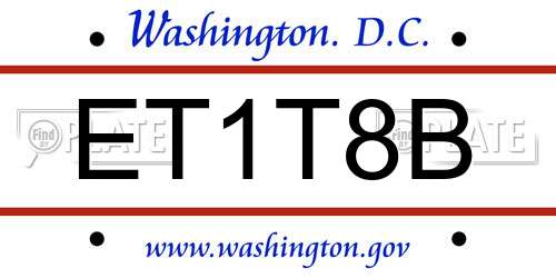 ET1T8B District Of Columbia License Plate