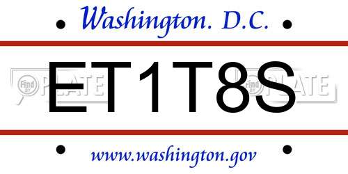 ET1T8S District Of Columbia License Plate