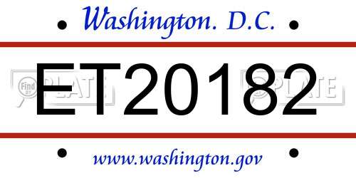 ET20182 District Of Columbia License Plate