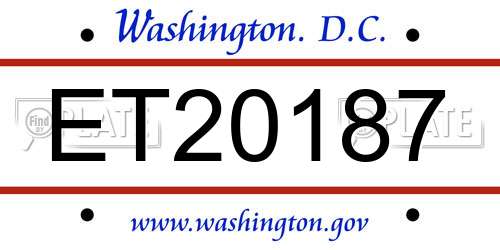 ET20187 District Of Columbia License Plate