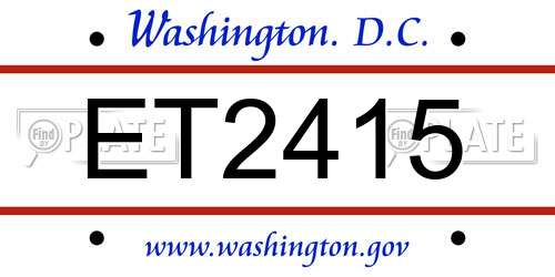ET2415 District Of Columbia License Plate