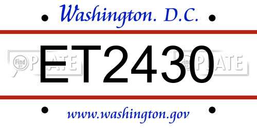 ET2430 District Of Columbia License Plate