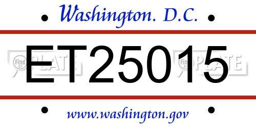 ET25015 District Of Columbia License Plate