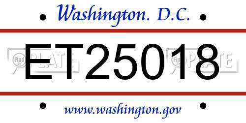 ET25018 District Of Columbia License Plate