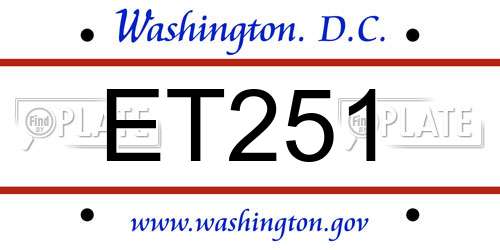 ET251 District Of Columbia License Plate