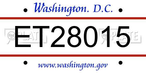 ET28015 District Of Columbia License Plate