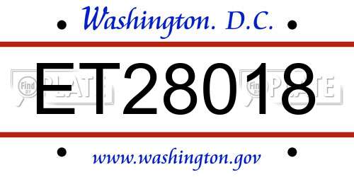 ET28018 District Of Columbia License Plate