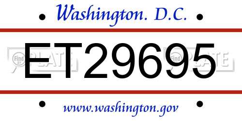ET29695 District Of Columbia License Plate