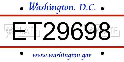 ET29698 District Of Columbia License Plate