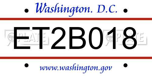 ET2B018 District Of Columbia License Plate