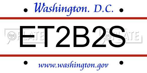 ET2B2S District Of Columbia License Plate