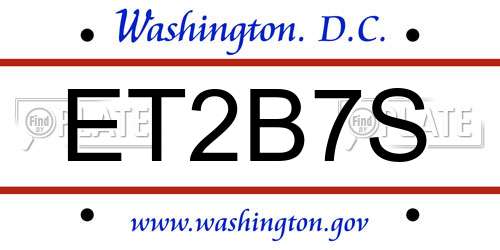 ET2B7S District Of Columbia License Plate