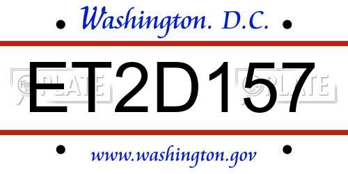 ET2D157 District Of Columbia License Plate
